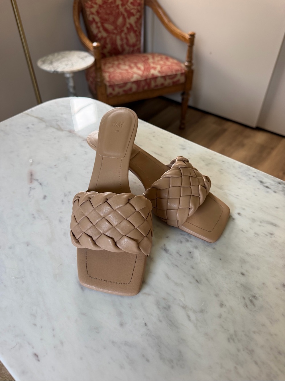 H&M Braided Slide Sandals in Taupe